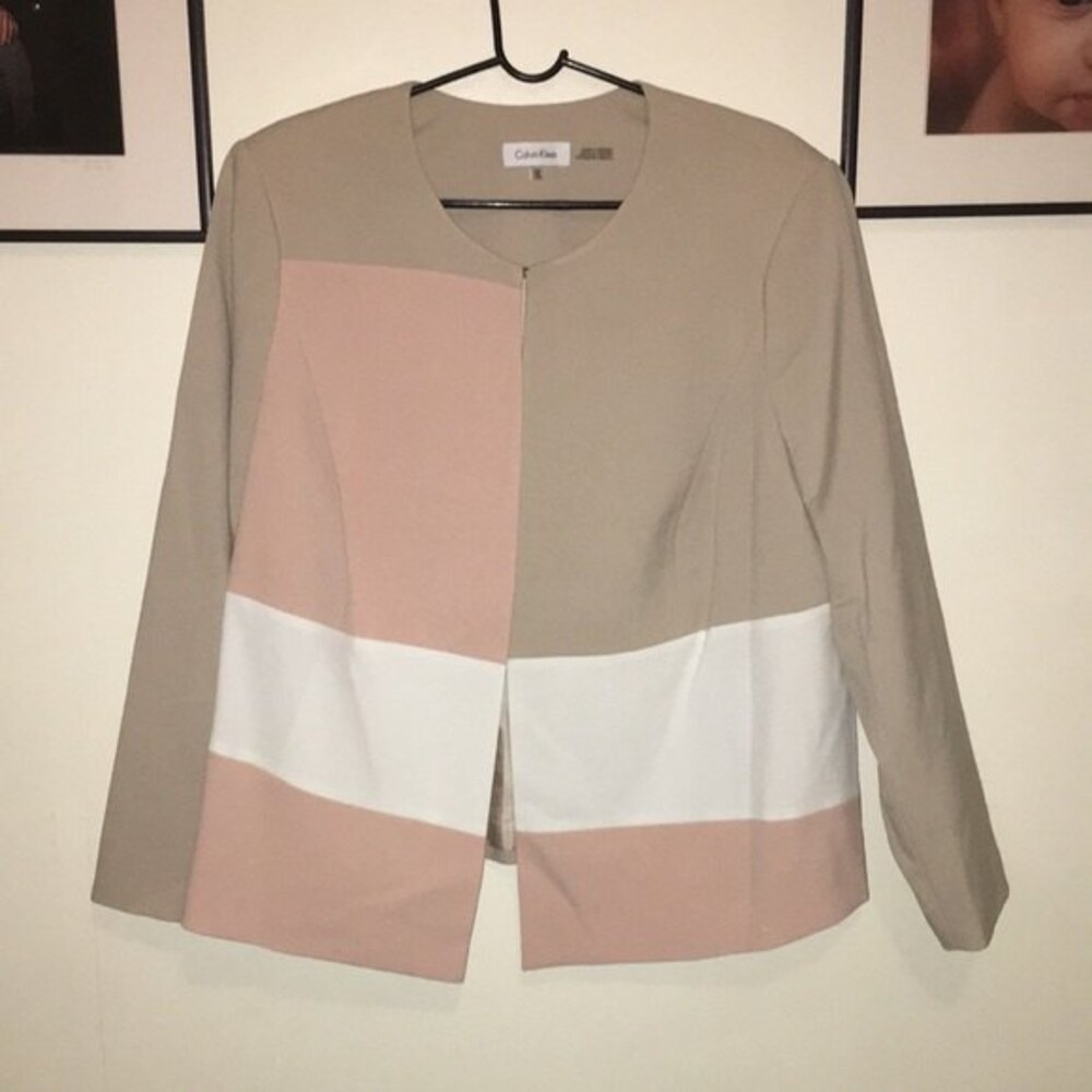 Calvin Klein Jacket 16W Tan Pink White